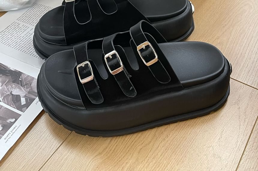 Platform Plain Buckled Sandals