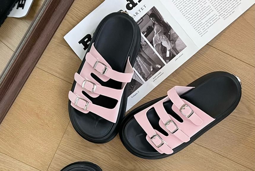 Platform Plain Buckled Sandals