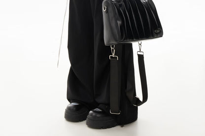 Set: Mid Waist Plain Baggy Cargo Pants + Waist Chain