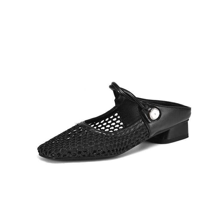 Mesh Low Heel Mules