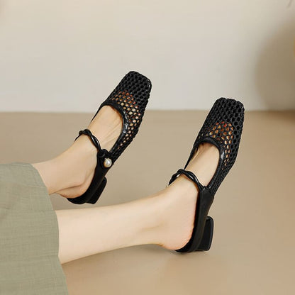 Mesh Low Heel Mules