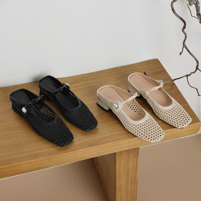 Mesh Low Heel Mules