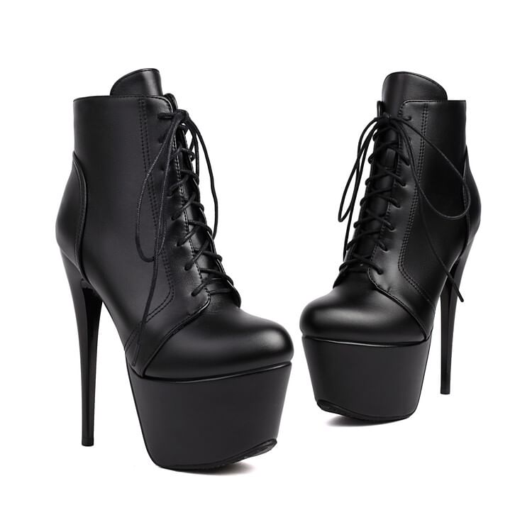 Lace-Up Stiletto Heel Ankle Boots