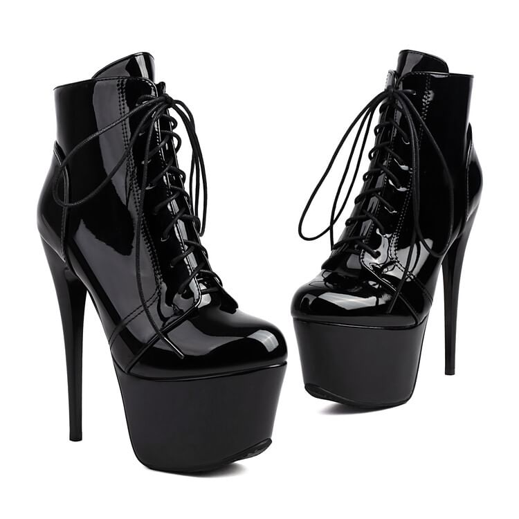 Lace-Up Stiletto Heel Ankle Boots