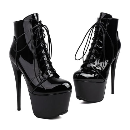 Lace-Up Stiletto Heel Ankle Boots
