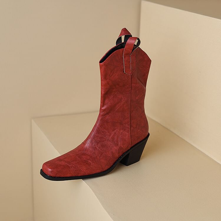 Chunky Heel Mid-Calf Boots