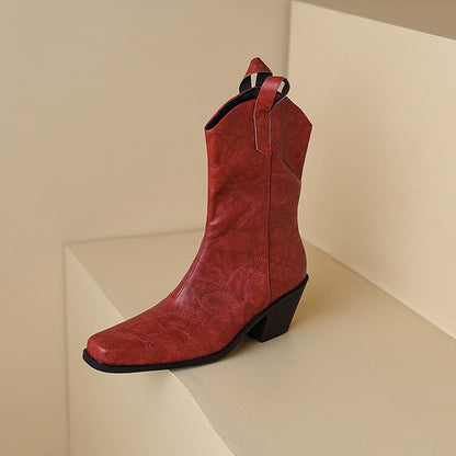 Chunky Heel Mid-Calf Boots
