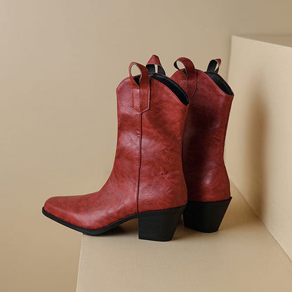 Chunky Heel Mid-Calf Boots