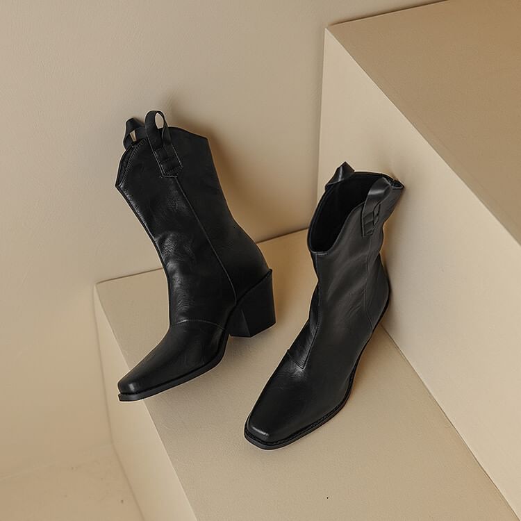 Chunky Heel Mid-Calf Boots