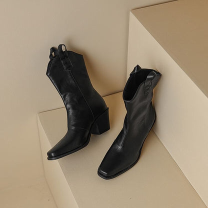 Chunky Heel Mid-Calf Boots