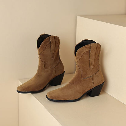 Chunky Heel Short Boots