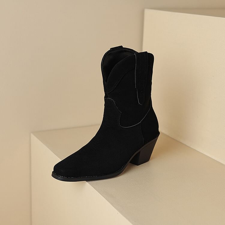 Chunky Heel Short Boots