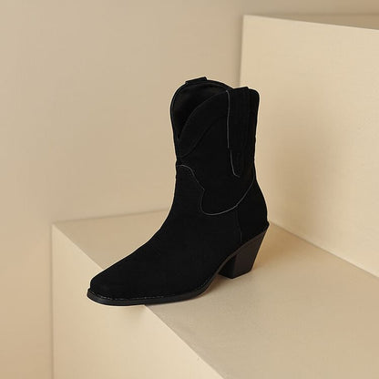 Chunky Heel Short Boots
