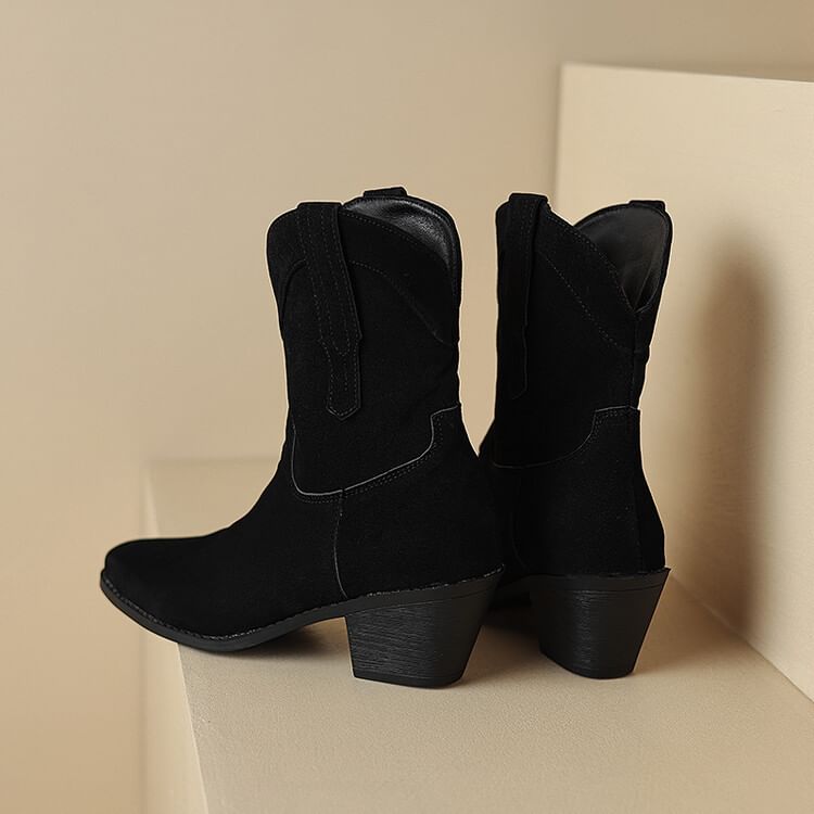 Chunky Heel Short Boots