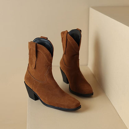 Chunky Heel Short Boots
