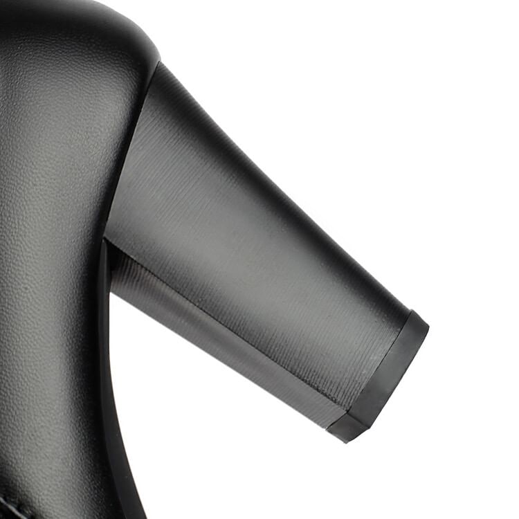 Buckled Chunky Heel Mid-Calf Boots