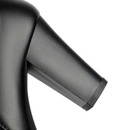 Buckled Chunky Heel Mid-Calf Boots