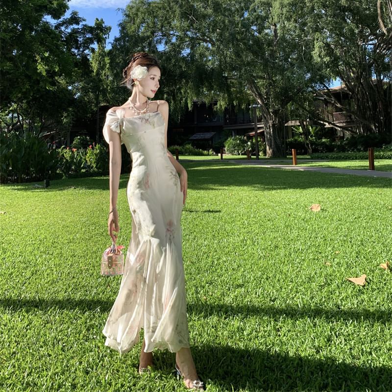 Spaghetti Strap Floral Maxi Mermaid Dress