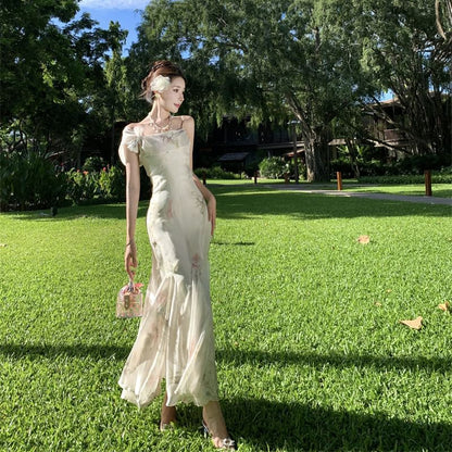 Spaghetti Strap Floral Maxi Mermaid Dress