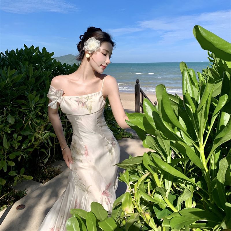 Spaghetti Strap Floral Maxi Mermaid Dress