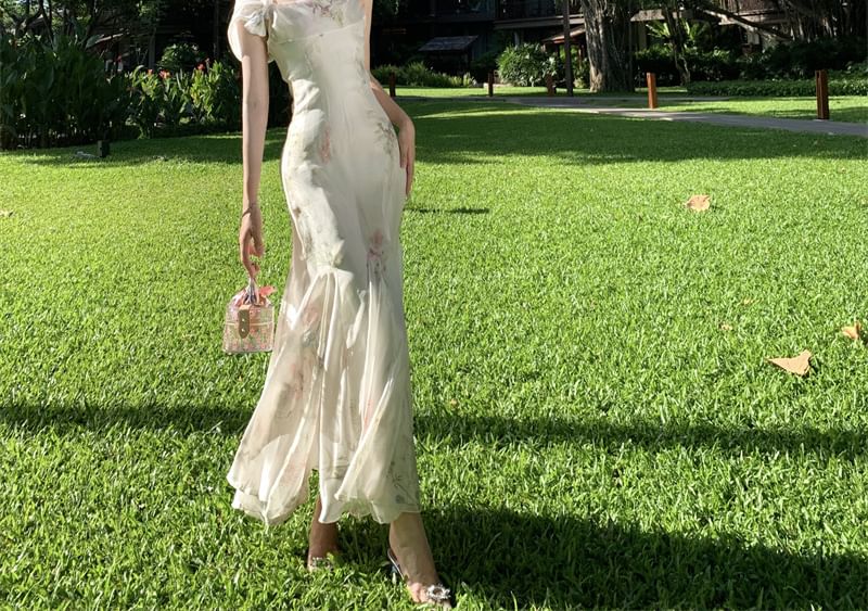 Spaghetti Strap Floral Maxi Mermaid Dress