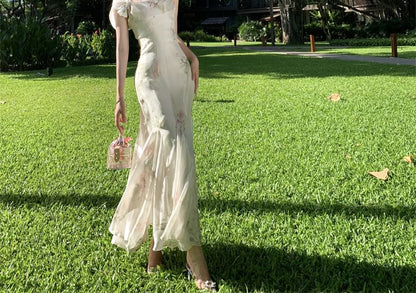 Spaghetti Strap Floral Maxi Mermaid Dress