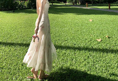 Spaghetti Strap Floral Maxi Mermaid Dress