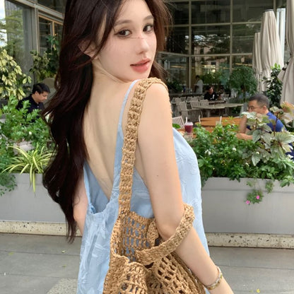 Spaghetti Strap Leaf Print Maxi Sundress