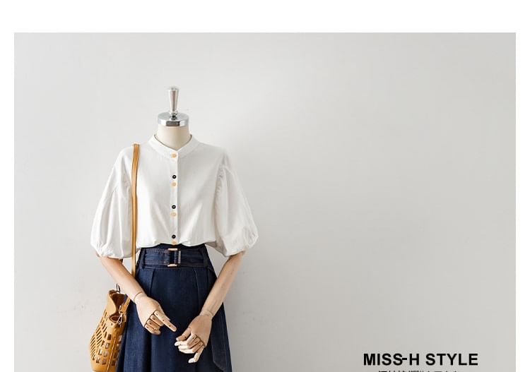 Washed Denim Pleated Midi Skirt Set with Belt