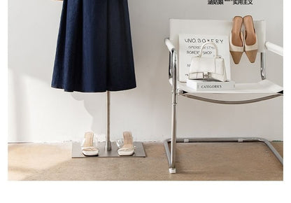 Washed Denim Pleated Midi Skirt Set with Belt