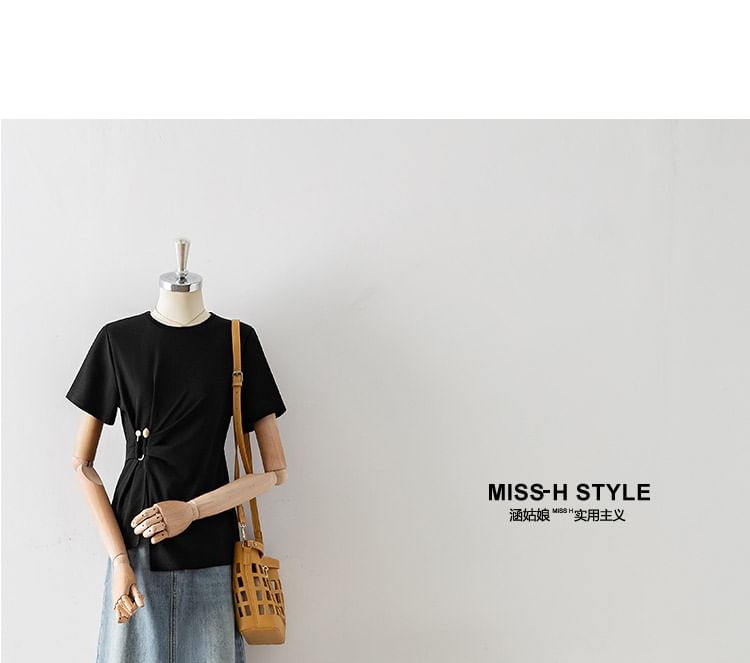 Washed Denim Slit Midi A-Line Skirt