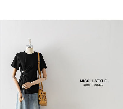 Washed Denim Slit Midi A-Line Skirt