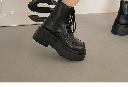 Lace-Up Platform Short Boots