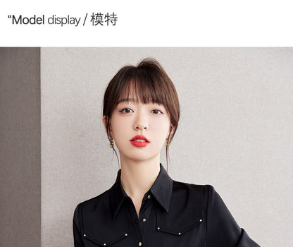 Chemise à manches longues et col à revers avec clous unis