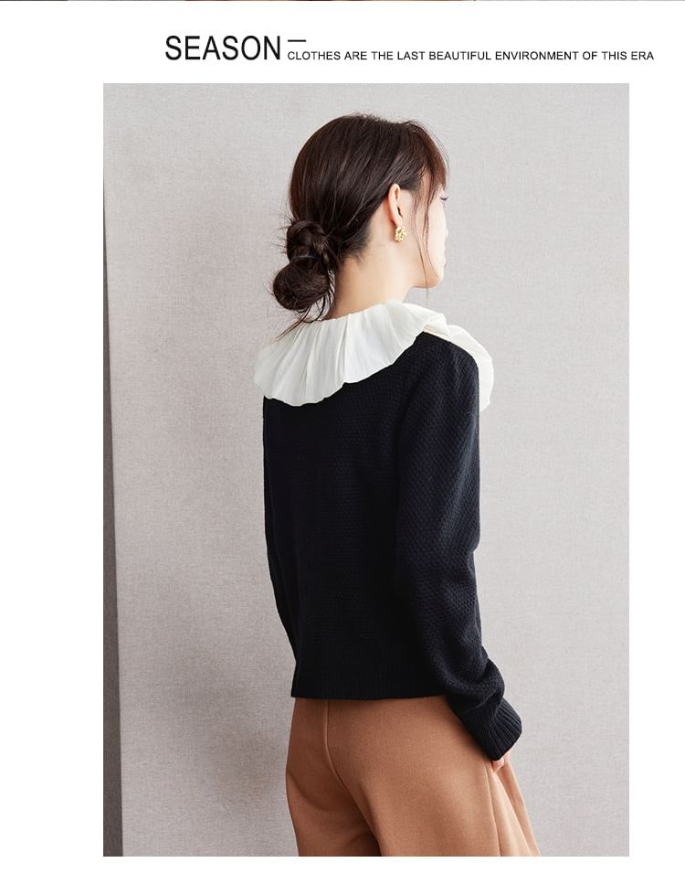 Long Sleeve Ruffle Collar Button Cardigan