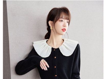 Long Sleeve Ruffle Collar Button Cardigan