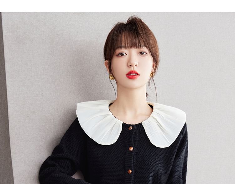 Long Sleeve Ruffle Collar Button Cardigan