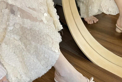 Chunky Heel Square Toe Plain Bow Accent Faux Leather Sandals