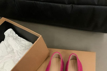 Plain Bow Accent Faux Suede Flats