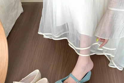 Plain Ruched Faux Suede Mary Jane Flats