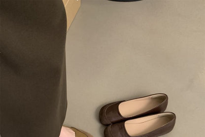 Round Toe Faux Leather Flats