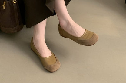 Round Toe Faux Leather Flats