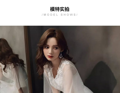 Gown A-Line Evening Embroidered Flared-Sleeve Flower