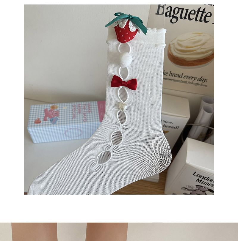 Bow Cutout Mesh Socks