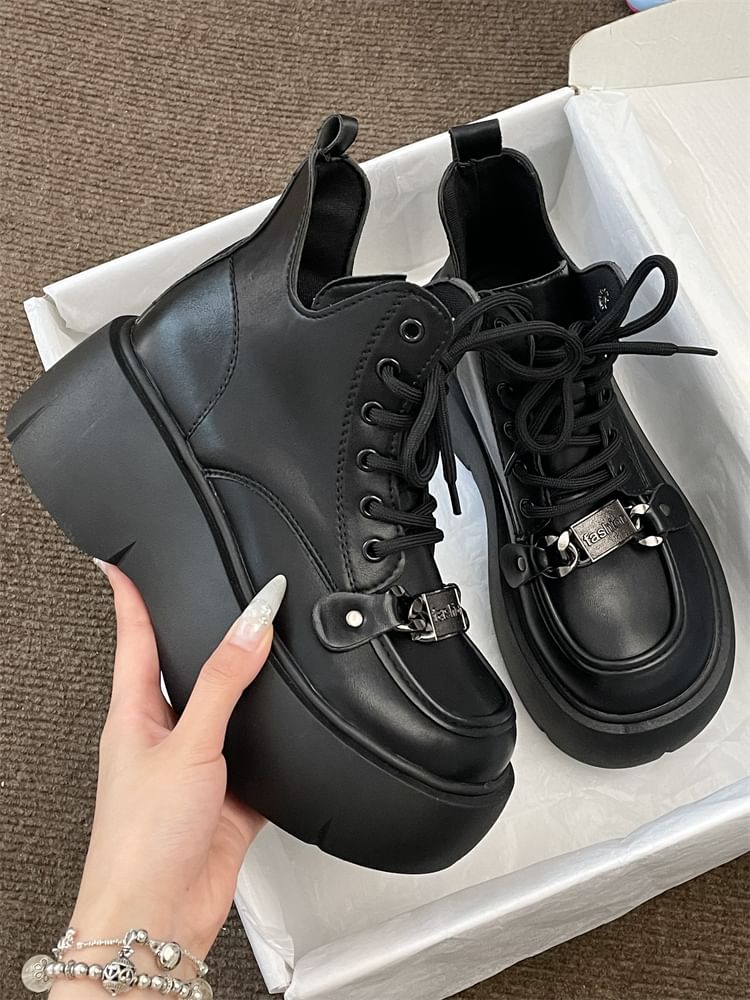 Platform Lace Up Short Boots