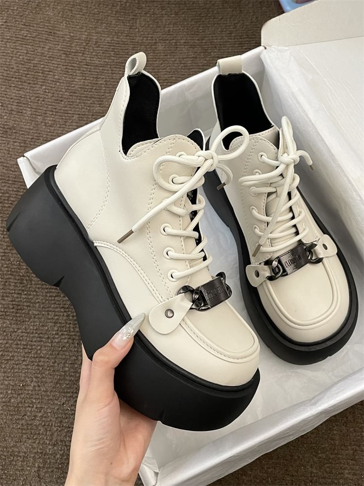 Platform Lace Up Short Boots