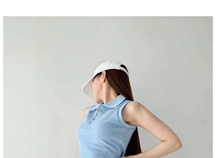 Sleeveless Cropped Polo Shirt with Pleated Mini Skirt in 6 Colors