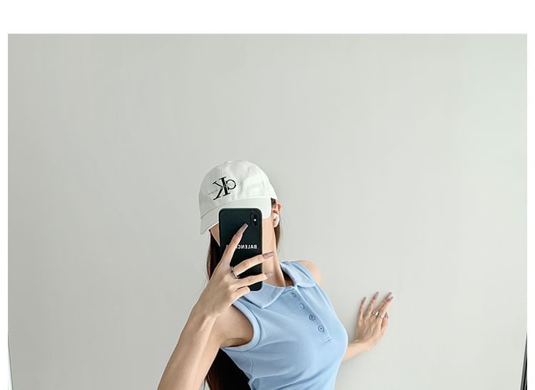 Sleeveless Cropped Polo Shirt with Pleated Mini Skirt in 6 Colors
