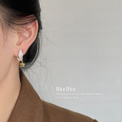 Heart Wing Asymmetrical Clip On Drop Earring