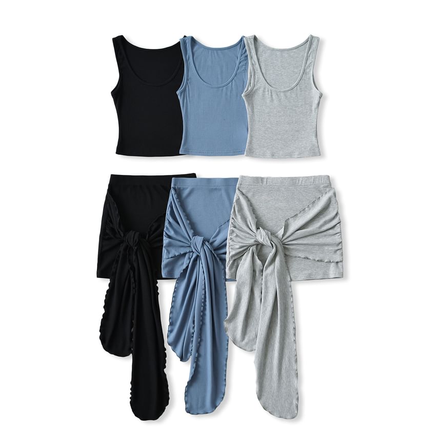 Scoop Neck Tank Top & Mini Skirt Set